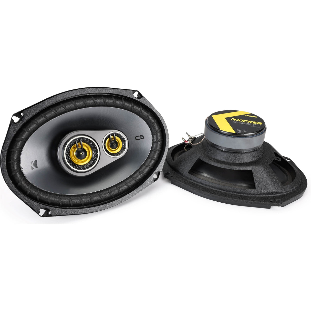KICKER - CS Series 6" x 9" 3-Way Car Speakers with Polypropylene Cones (Pair) - Yellow/Black (New, Open Box)