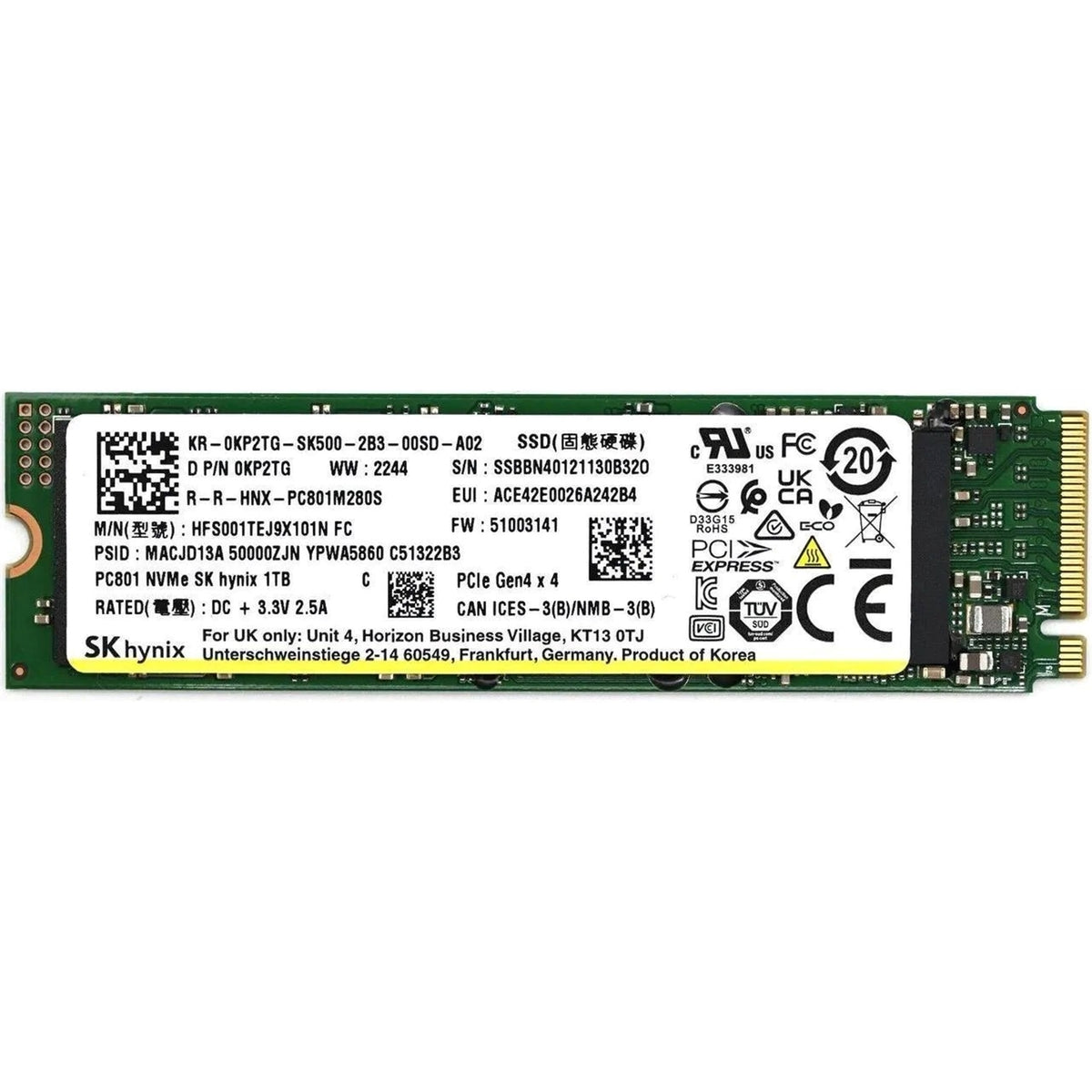 SK Hynix 1TB PC801 M.2 NVMe PCIe Gen4x4 2280 SSD (Refurbished - Excellent)