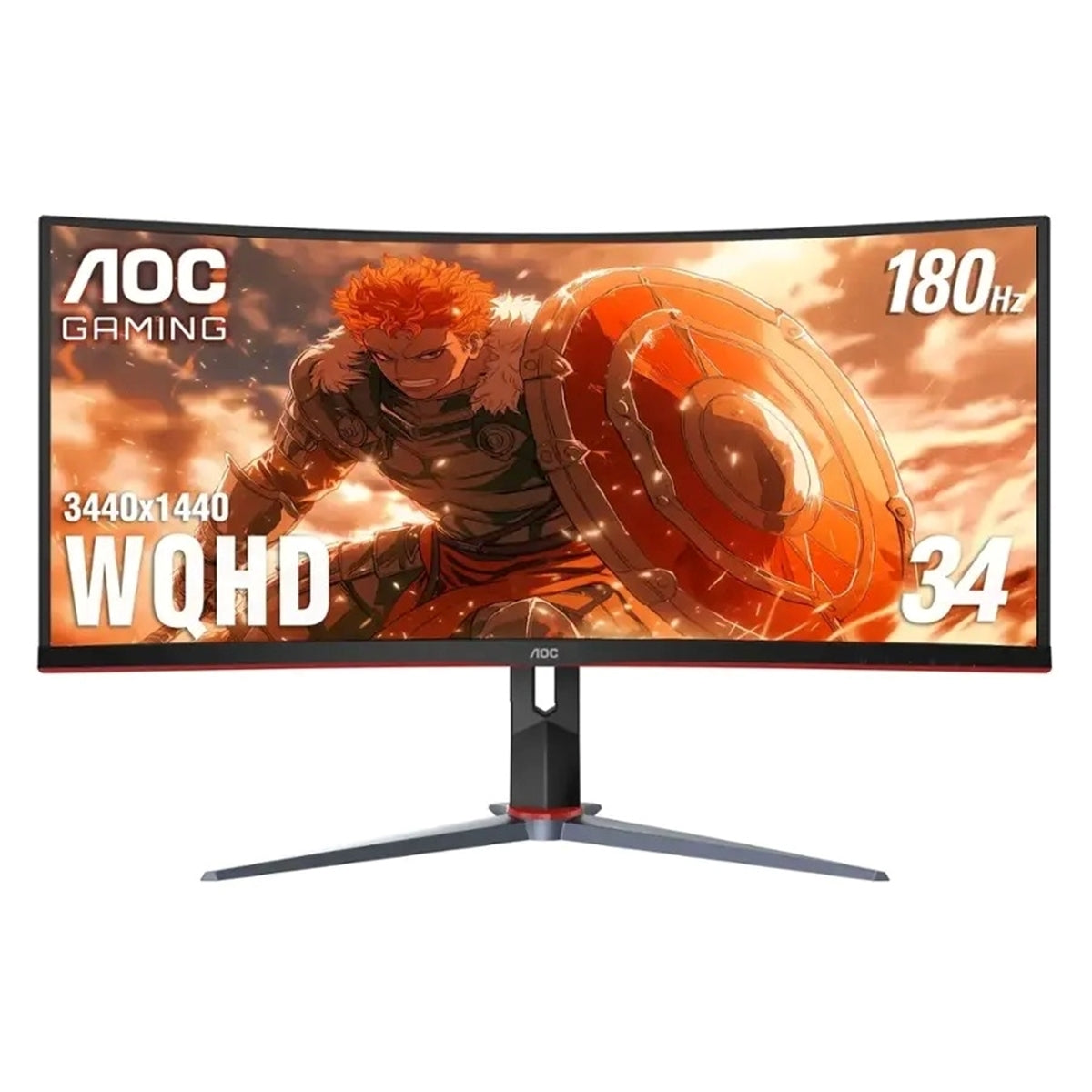 AOC - CU34G2XP 34" VA Curved Gaming Monitor, WQHD (3440x1440), 180Hz, 1ms, Freesync, HDR 400 (New)