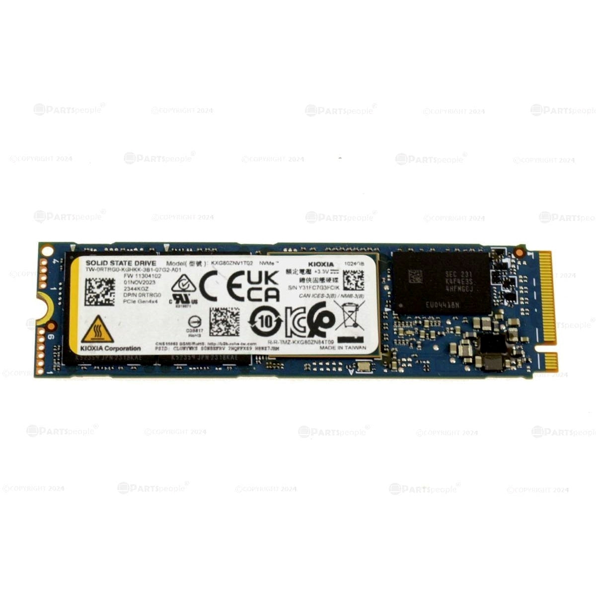 Kioxia XG8 1TB M.2 PCIe 4.0 NVMe Internal Solid State Drive (KXG80ZNV1T02) (Refurbished - Excellent)