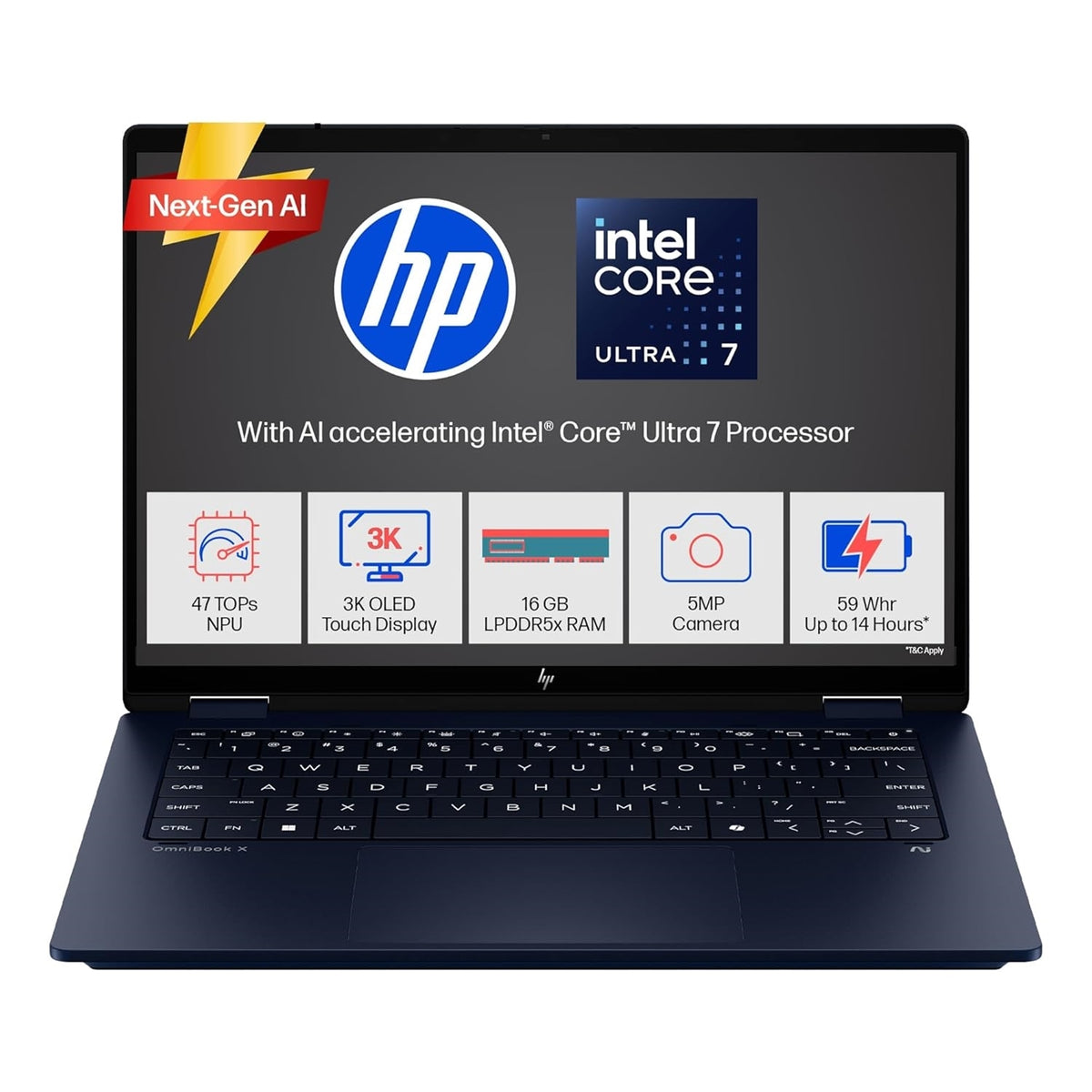 HP 14-FM0000 14" 16GB 256GB SSD Core™ Ultra 7 256V 2.2GHz WIN11H, Atmospheric Blue (Refurbished - Very Good)
