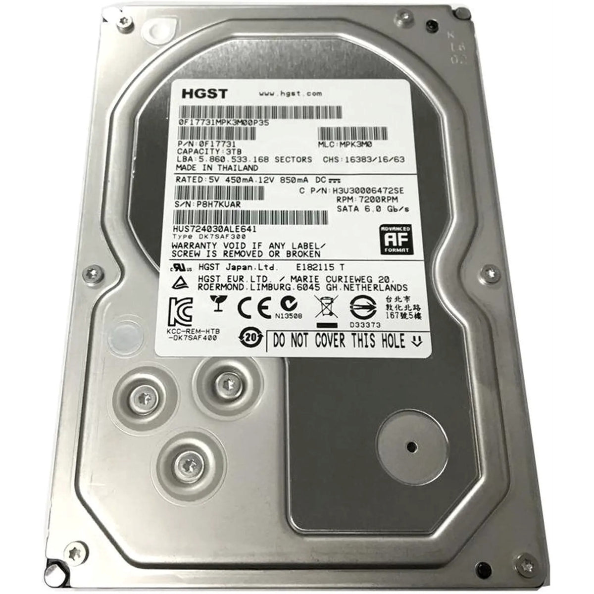 HGST Ultrastar 7K4000 - 3TB, 7200RPM, SATA 3.5" Enterprise Hard Drive (Refurbished - Very Good)