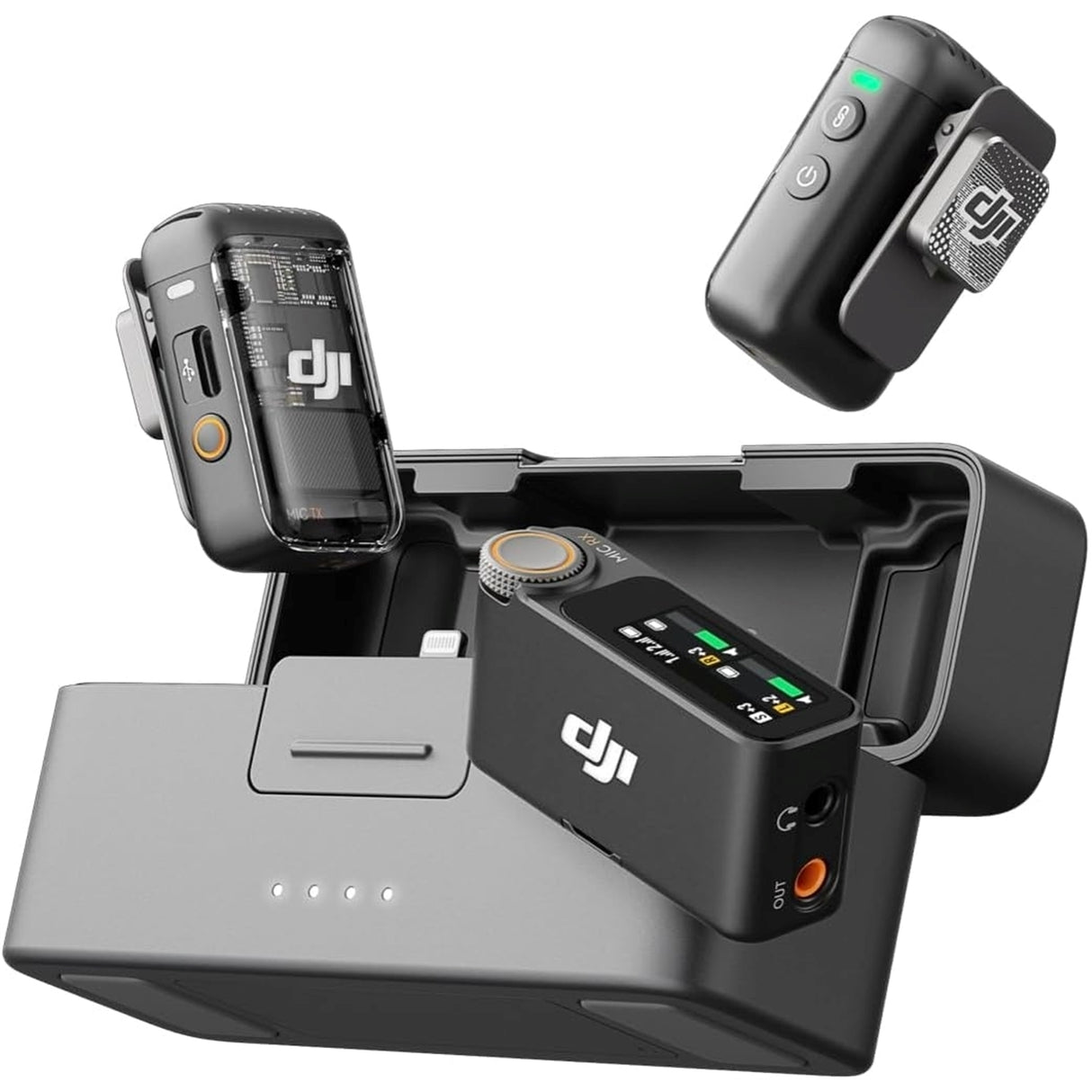 DJI Mic 2 Wireless Microphone System (2 TX + 1 RX + Charging Case), Shadow Black (Refurbished - Excellent)