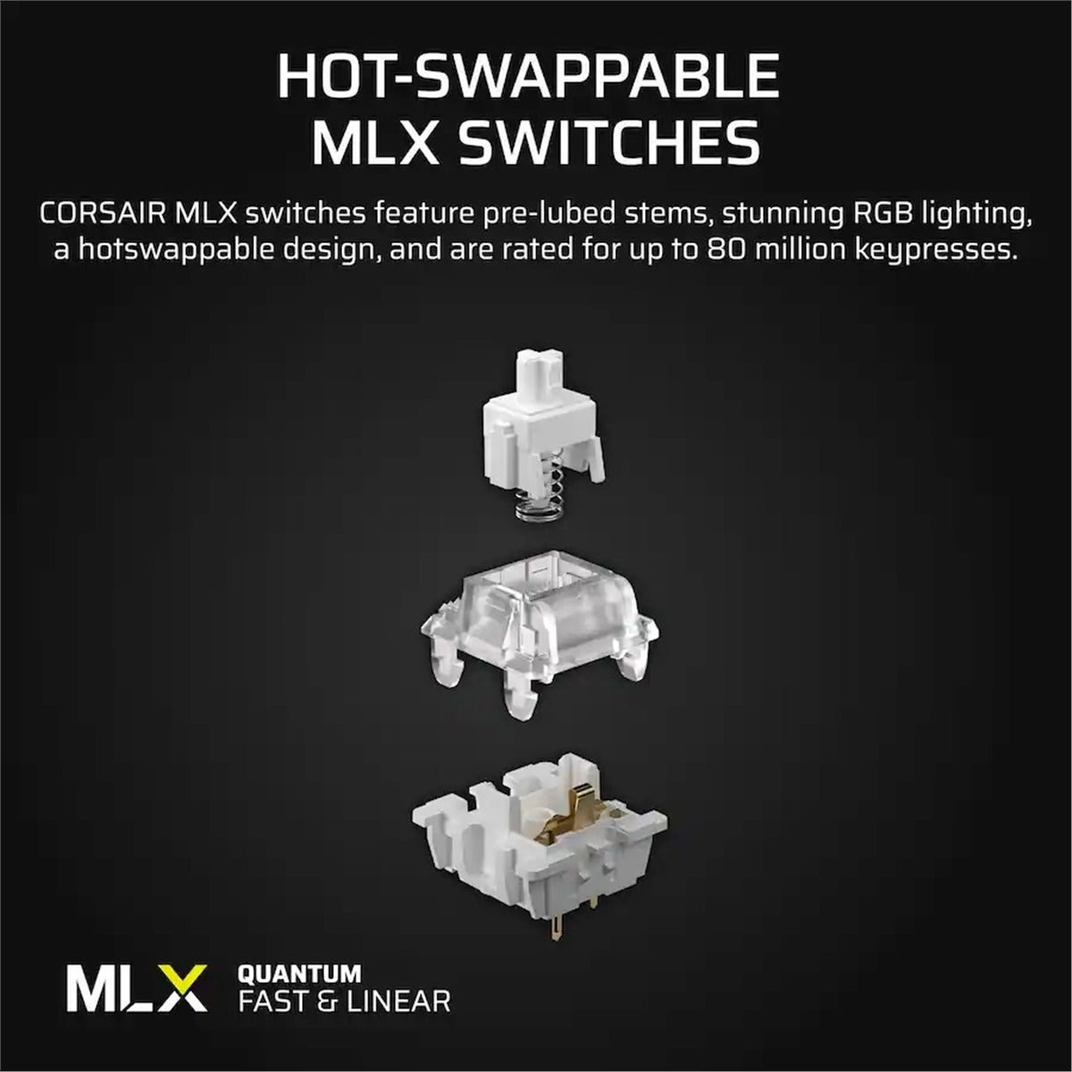 CORSAIR - VANGUARD 96 RGB Wired MLX Quantum Linear Mechanical Switch 96% Gaming Keyboard (New)