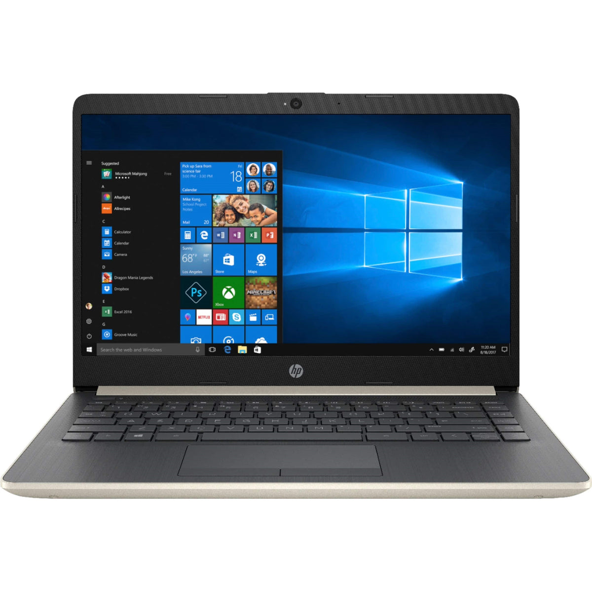 HP 14-CF0013DX 14" 16GB 512GB Core™ i3-7100U 2.40GHz WIN11H, Pale Gold (Refurbished - Fair)
