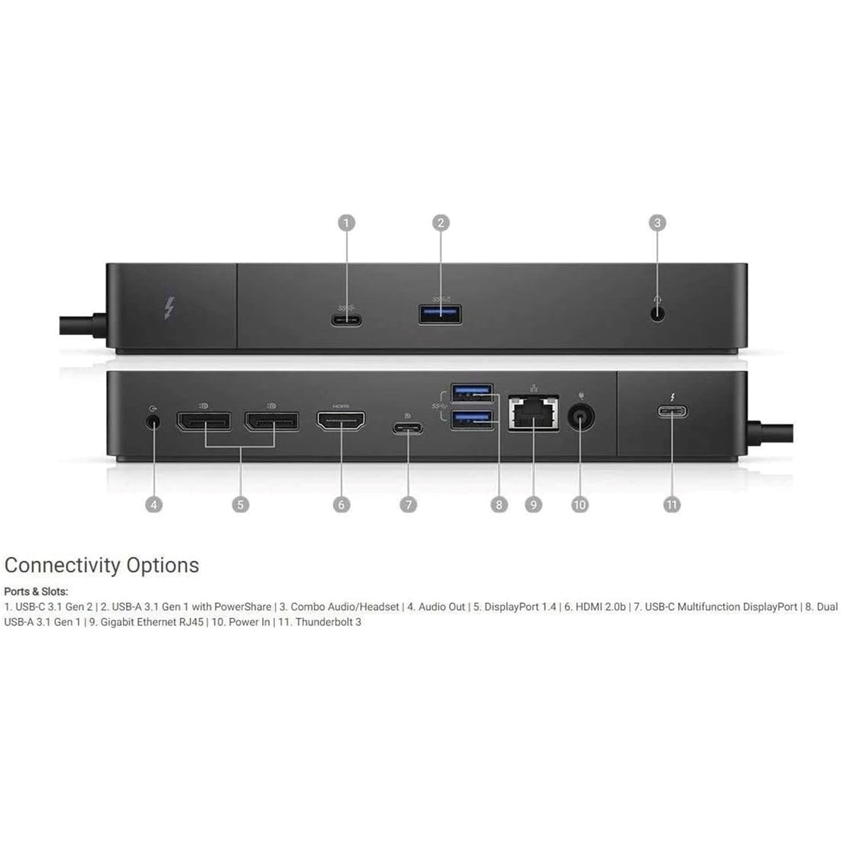 Dell WD19TB 130W Power Delivery Docking Station, Black (Refurbished - Very Good)