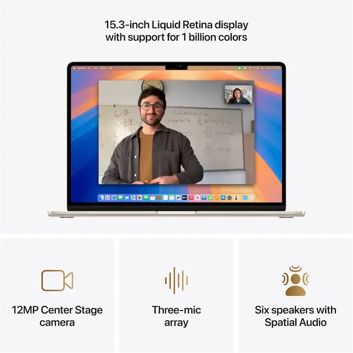 Apple MacBook Air (15-inch, M4, 2025) 15.3" 16GB 256GB SSD Apple M4 3.49GHz macOS, Starlight (Refurbished - Premium)