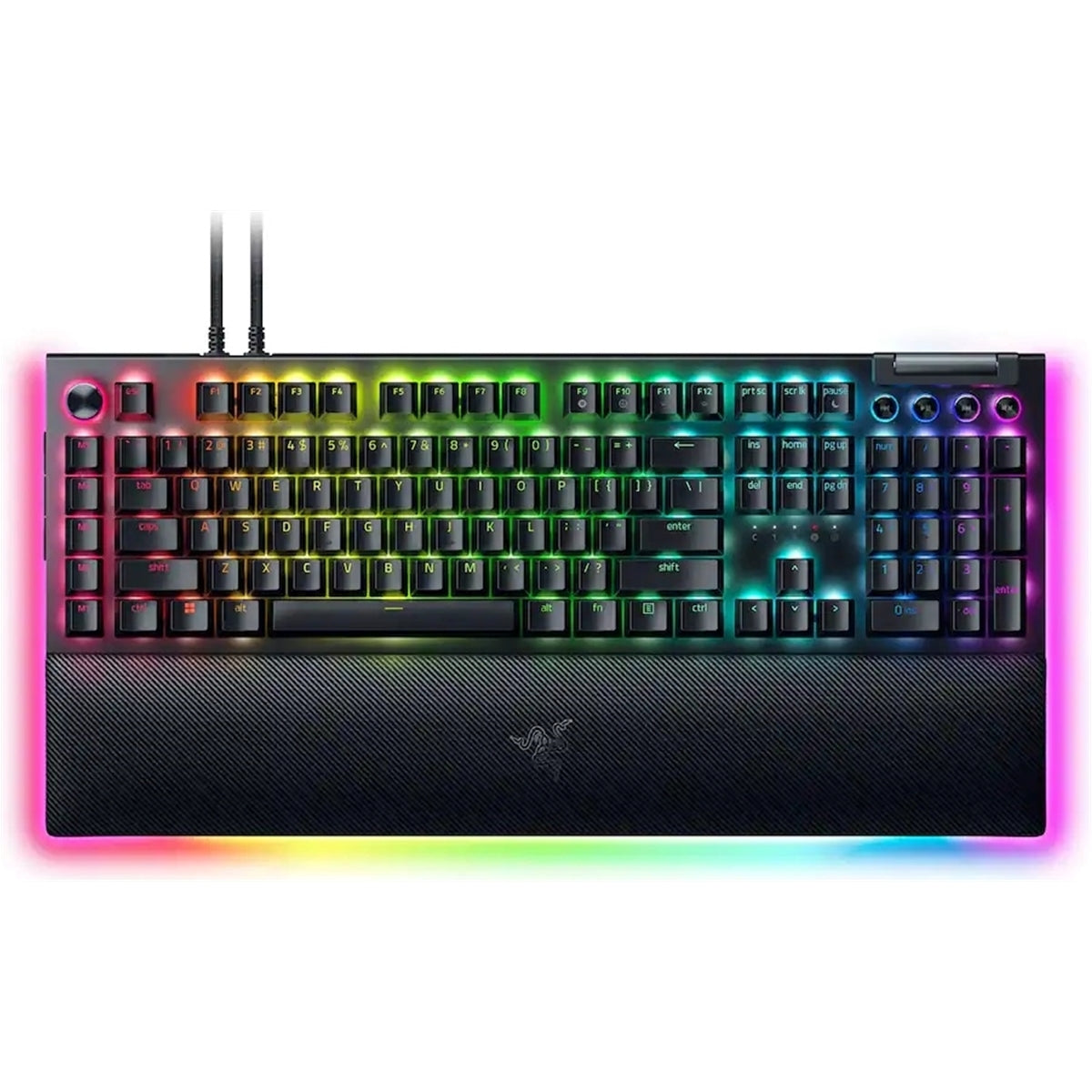 Razer BlackWidow V4 Pro Mechanical Gaming Keyboard - Full Size - Green Clicky Switches - Black (New)