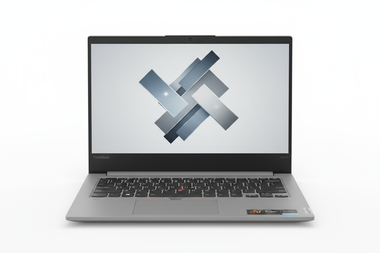 Lenovo THINKBOOK 14 G2 ARE RYZEN 16 GB RAM 512 GB white background, Laptop facing directly forward with wallpaper, fits 1080 x1080 px