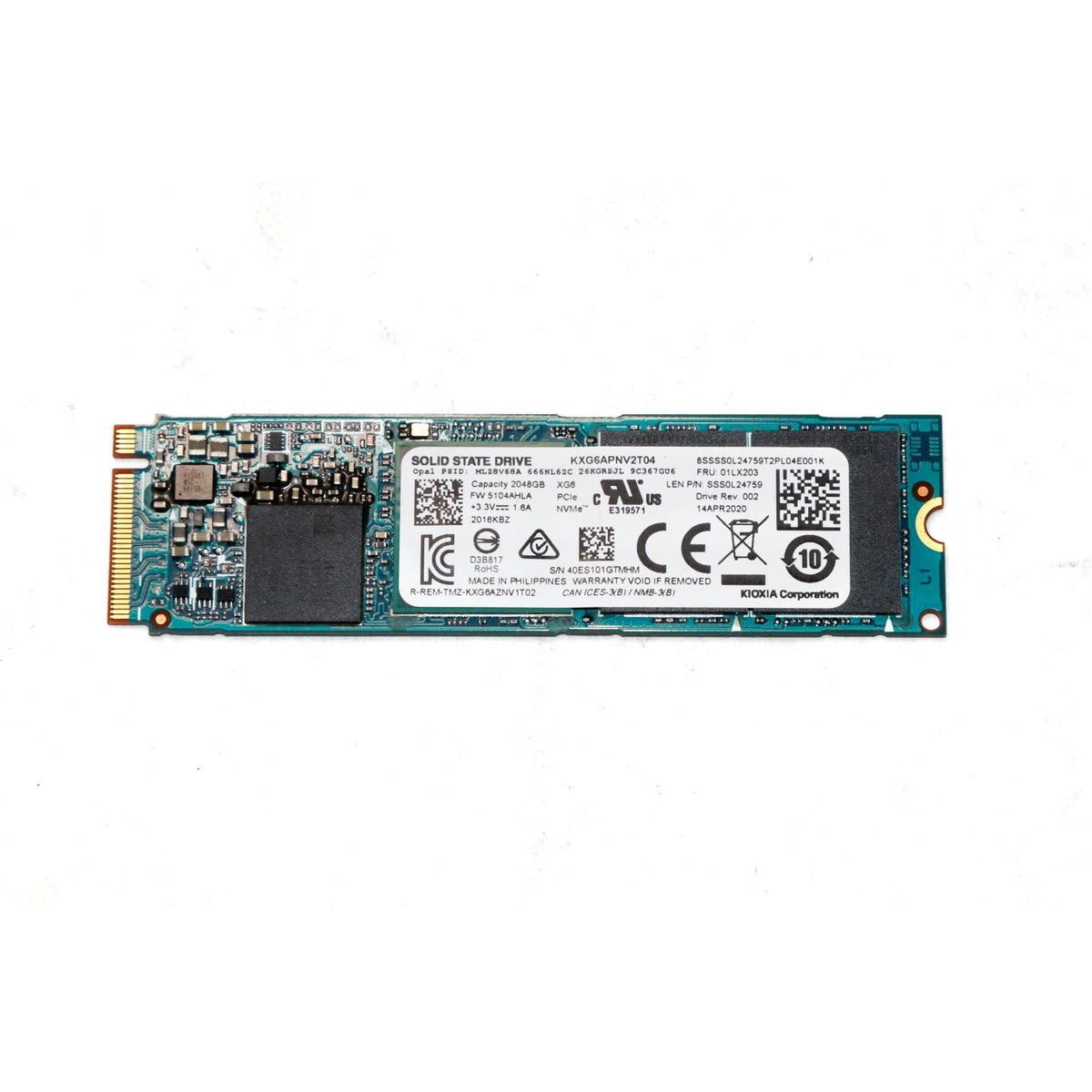 Kioxia XG6-P 2TB NVMe PCIe 3.0 x4 M.2 2280 Internal SSD - KXG6APNV2T04 (Refurbished - Very Good)