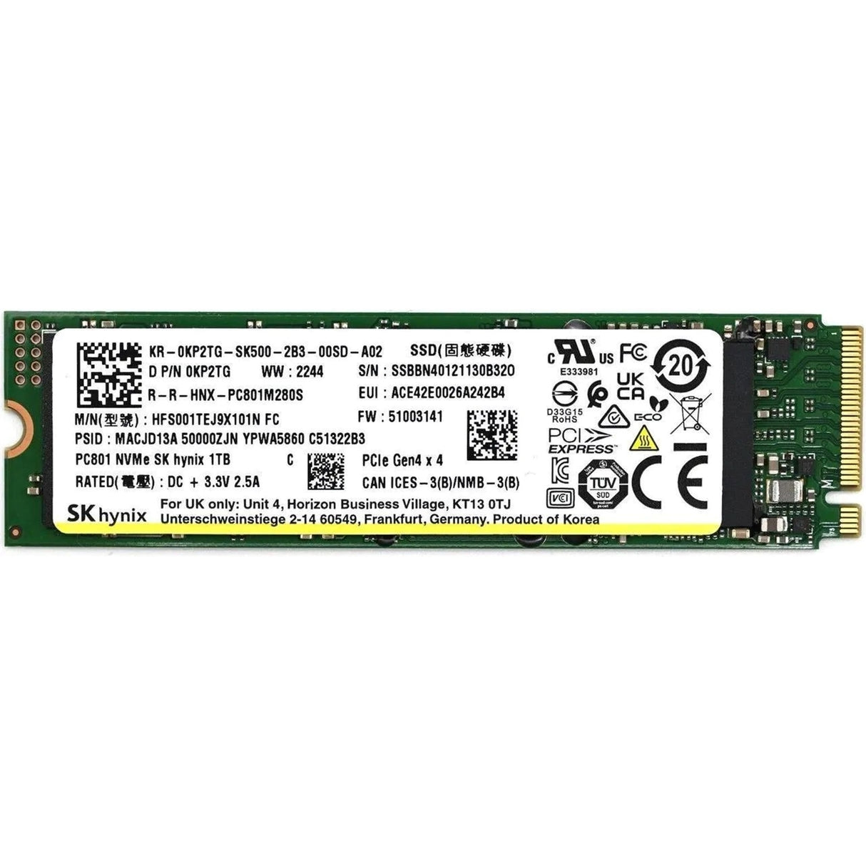 SK Hynix 1TB PC801 M.2 NVMe PCIe Gen4x4 2280 SSD (Refurbished - Excellent)