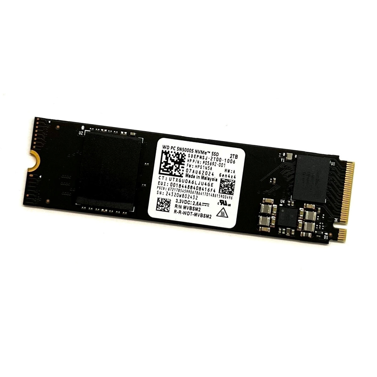 Western Digital PC SN5000S 2TB M.2 PCIe 4.0 NVMe Internal Solid State Drive (SDEPNSJ-2T00-1006) (Refurbished - Excellent)