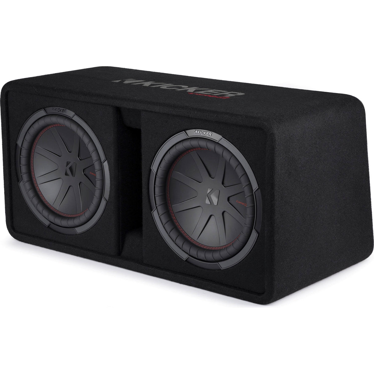 KICKER - CompR Dual 12" Dual-Voice-Coil 2-Ohm Subwoofers with Enclosure - Black (New)