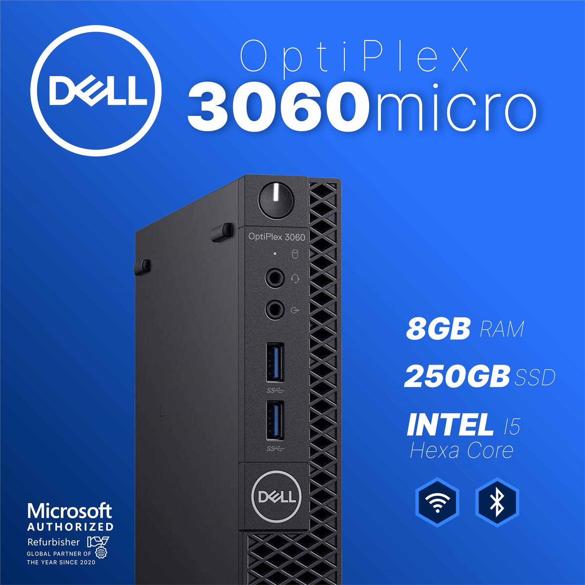 Dell Optiplex 3060 USFF 16GB 128GB SSD Core™ i5-8500T 2.1GHz WIN11P, BLACK (Refurbished - Fair)