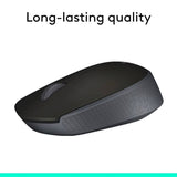 Logitech - M170 Wireless Compact Optical Ambidextrous Mouse - Wireless - Black (New)