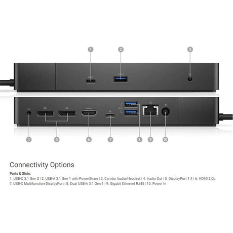 Dell WD19DC 210W Power Delivery Docking Station, Black (Refurbished - Very Good)