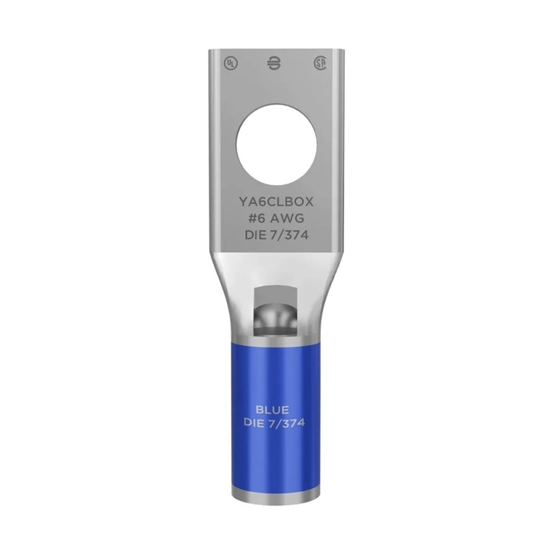 Burndy YA6CLBOX 6 AWG 1/4" Stud Copper Compression Lug Terminal Blue (50-Pack) (New)