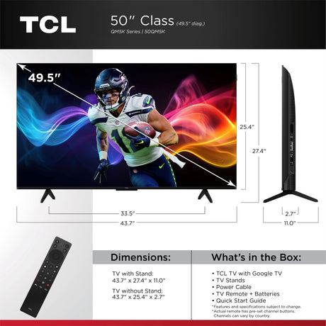 TCL - 50" Class QM5K Series 4K UHD HDR QD-Mini LED Smart TV with Google TV (2025) (Refurbished - Excellent)