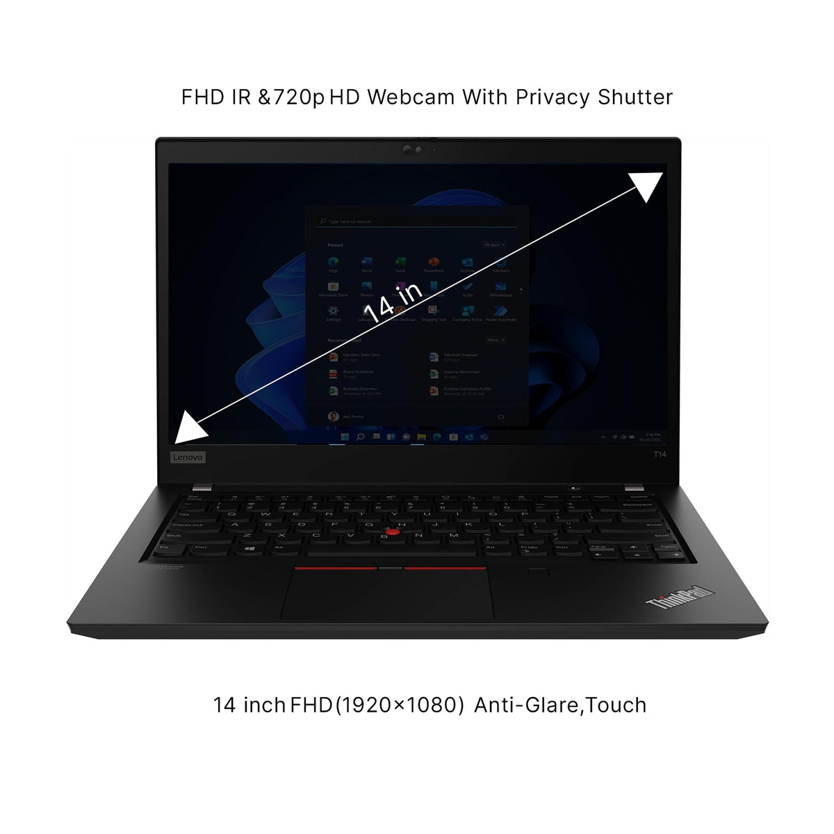 Lenovo Thinkpad T14s Gen 2i 14" 32GB 256GB SSD Core™ I7-1185G7 3.0GHz WIN11P, Thunder Black (Refurbished - Fair)
