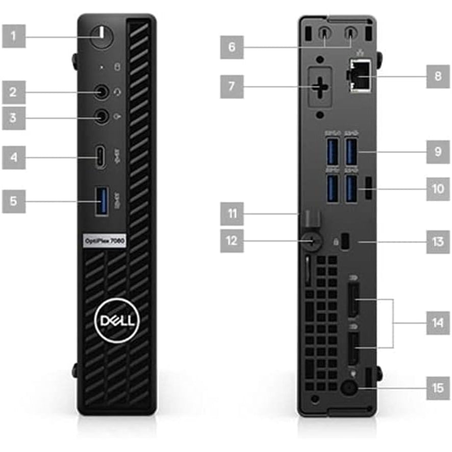 Dell Optiplex 7080 MicroTower 16GB 256GB SSD Core™ i7-10700T 2.00GHz WIN11P, Black (Refurbished - Very Good)