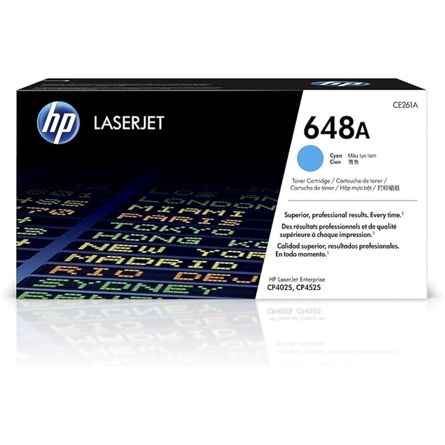 HP 648A Cyan Toner Cartridge | Works Color LaserJet Enterprise CP4025, CP4525 Series | CE261A (New)
