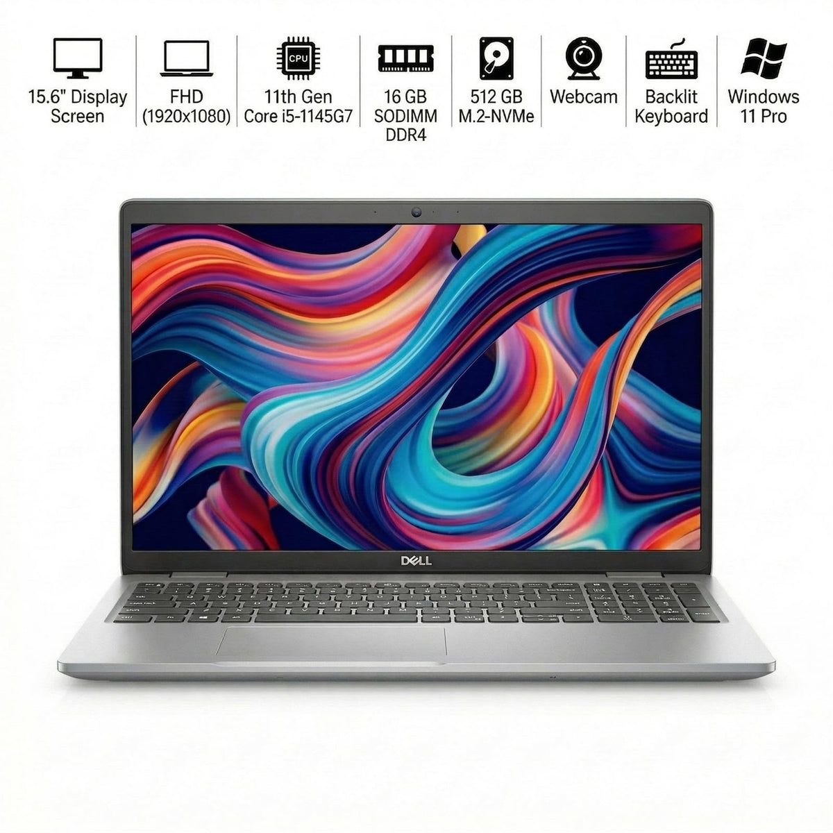 Dell Latitude 5520 15.6" 16GB 512GB SSD Core™ i5-1145G7 2.6GHz WIN11P, Titan Gray (Refurbished - Premium)