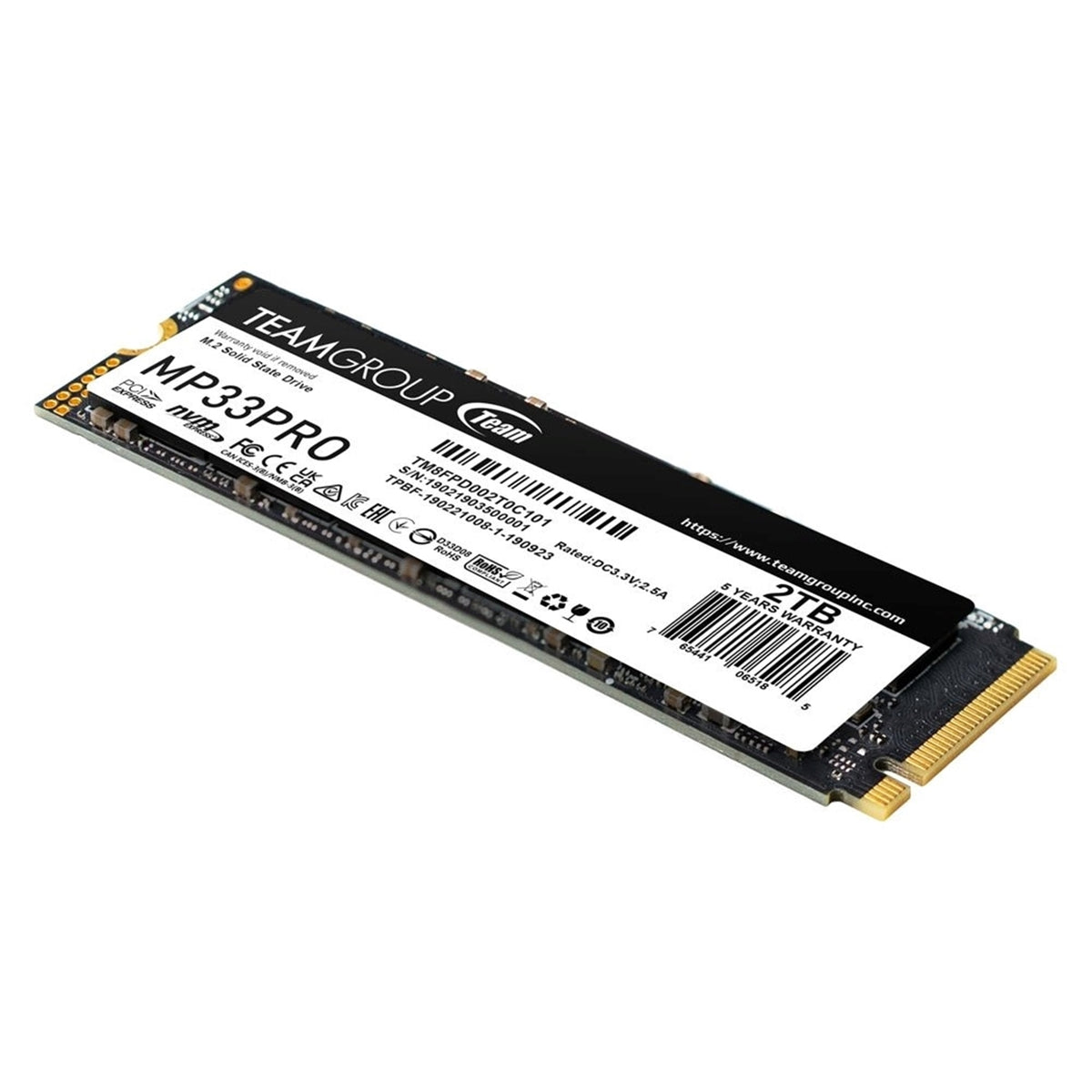 TEAMGROUP MP33 PRO 2TB M.2 PCIe NVMe Internal Solid State Drive (TM8FPD002T0C101) (Refurbished - Excellent)