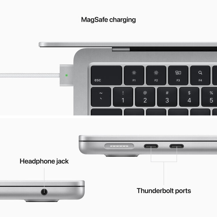 Apple MacBook Air (M2, 2022) 13.6" 16GB 256GB SSD Apple M2 3.49GHz macOS, Silver (Refurbished - Very Good)