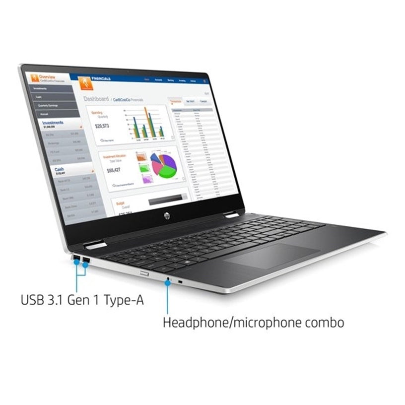HP Pavilion x360 15-DQ1071CL 15.6" Touch 16GB 256GB SSD Core™ i5-10210U 1.6GHz WIN11H, Silver (Refurbished - Excellent)