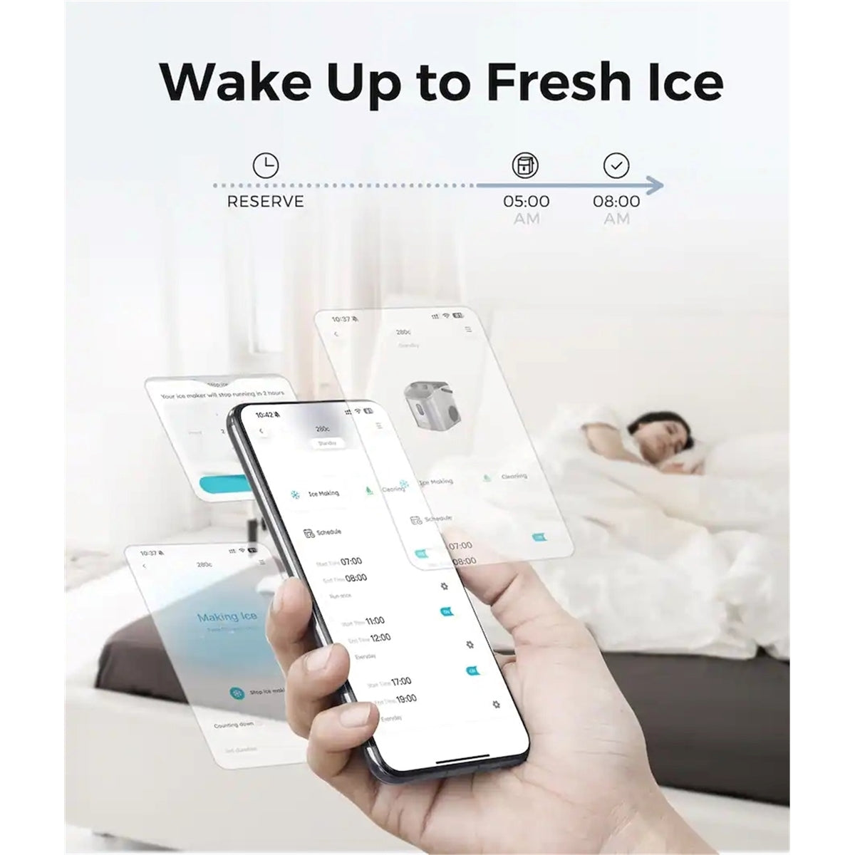 Ecozy EZN280BS 33-Lb. Smart Countertop Nugget Ice Maker, Stainless Steel (New)