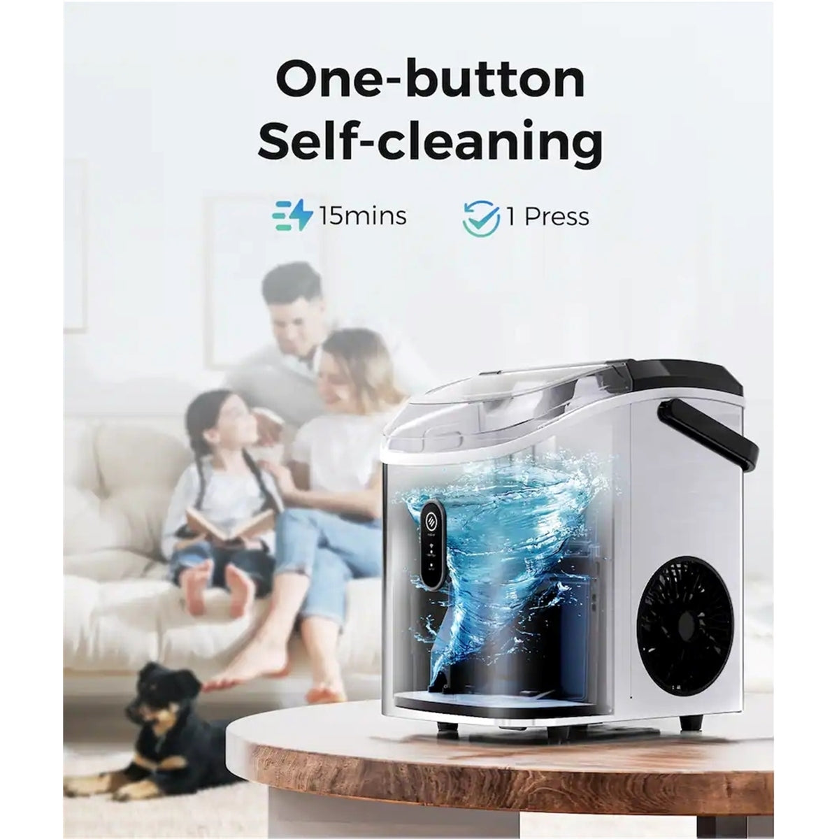Ecozy EZN280BS 33-Lb. Smart Countertop Nugget Ice Maker, Stainless Steel (New)