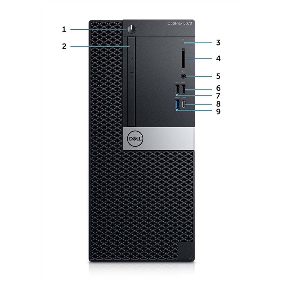 Dell Optiplex 5070 Tower 8GB 256GB SSD Core™ i5-9600 3.10GHz WIN11P, Black (Refurbished - Fair)