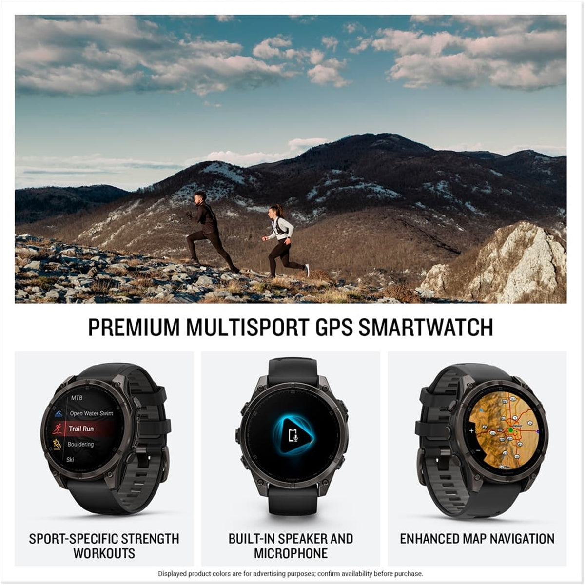 Garmin fēnix 8 Smart Watch (GPS) 47mm Carbon Gray, Titanium Case with Black/Pebble Gray (Refurbished - Excellent)