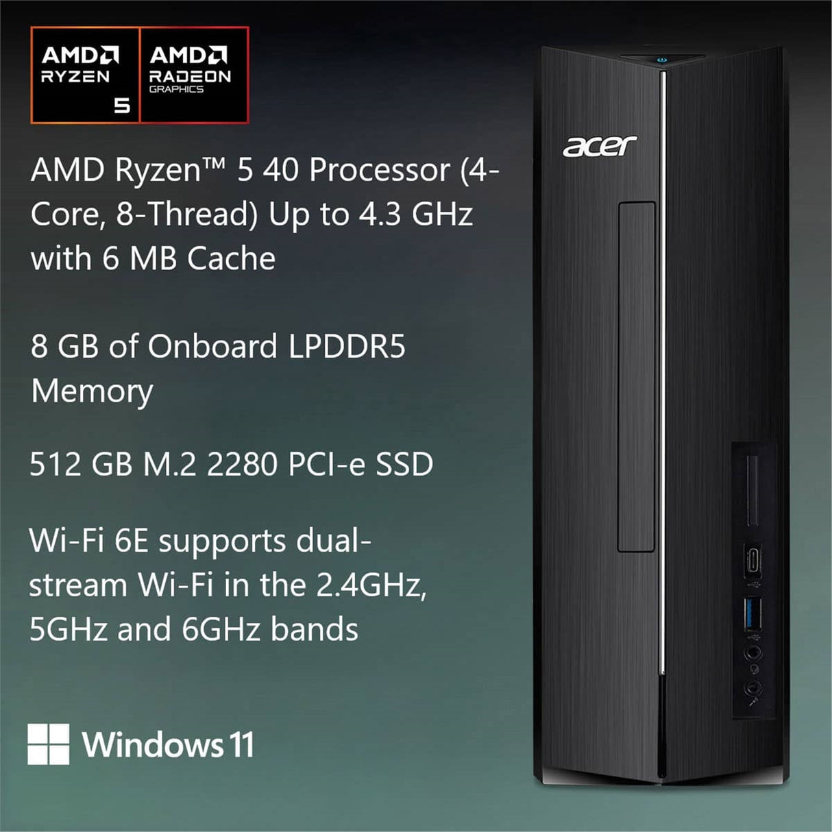 Acer Aspire XC-1715 SFF (8GB, 512GB SSD, Intel Processor N150) Win11P, Black (Refurbished - Excellent)