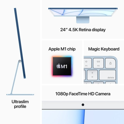 2021 Apple iMac with Apple M1 Chip (24-inch, 16GB RAM, 1TB Storage) Blue (Refurbished - Excellent)