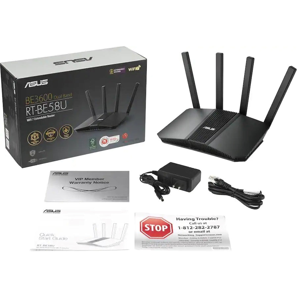 ASUS - RT-BE3600 Dual-Band Wi-Fi 7 Router - Black (New)