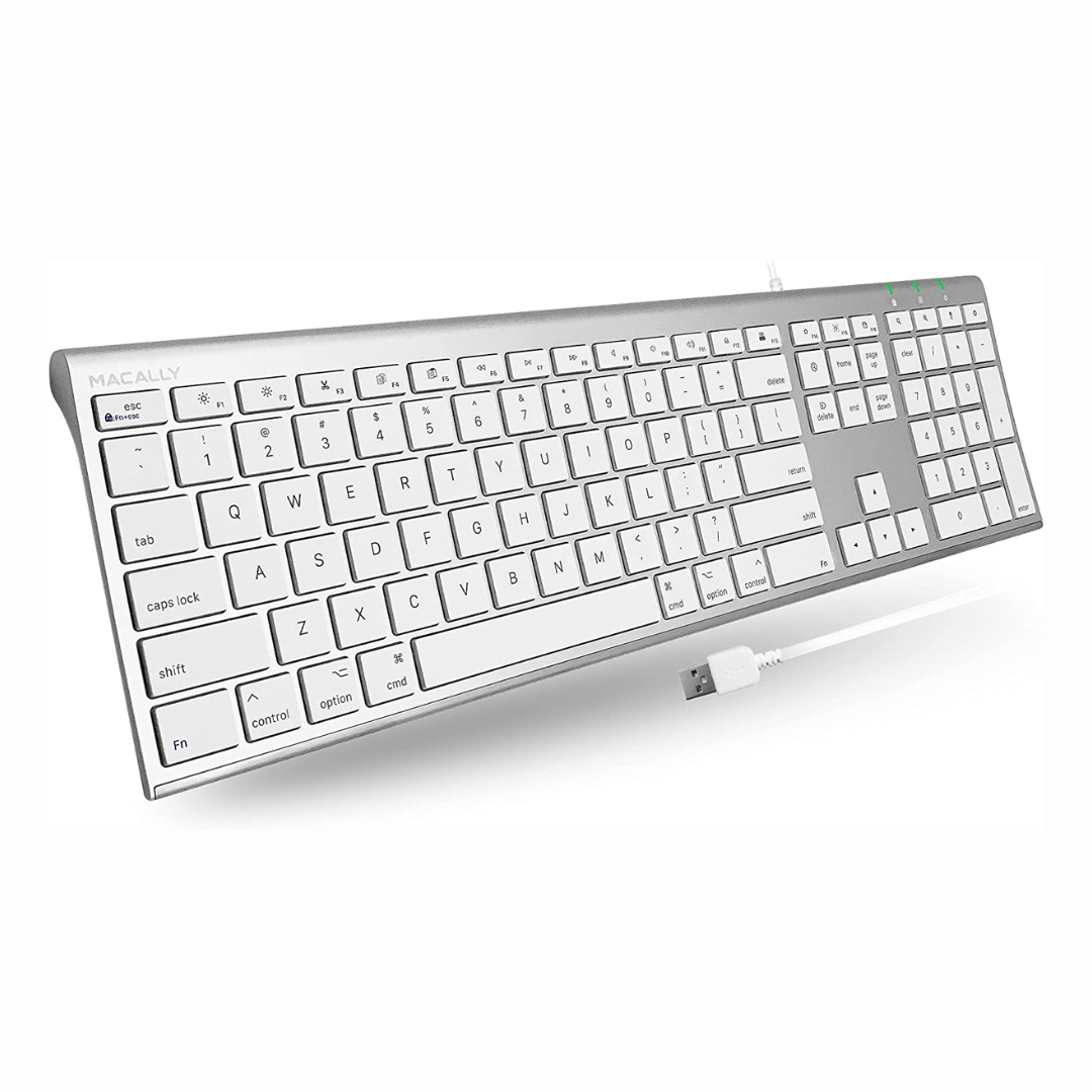 Macally Ultra Slim USB Wired Keyboard for Mac and PC