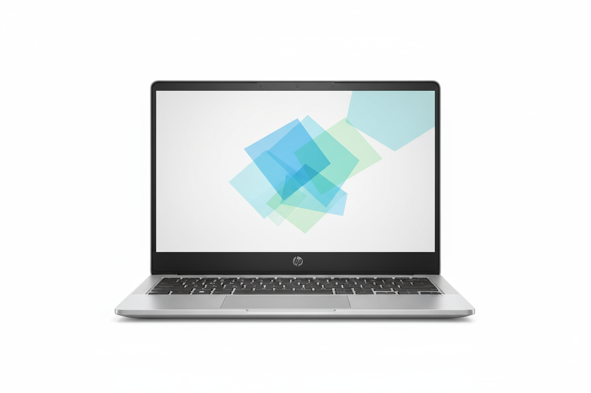 HP PRO C640 G2 CHROMEBOOK I5-1145G7 2.60GHZ (NEW) white background, Laptop facing directly forward with wallpaper, fits 1080 x1080 px

