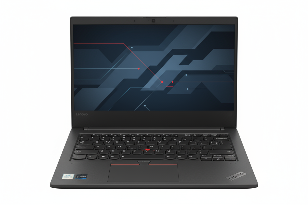 Lenovo THINKPAD L490 I5-8365U 1.60GHZ white background, Laptop facing directly forward with wallpaper, fits 1080 x1080 px

